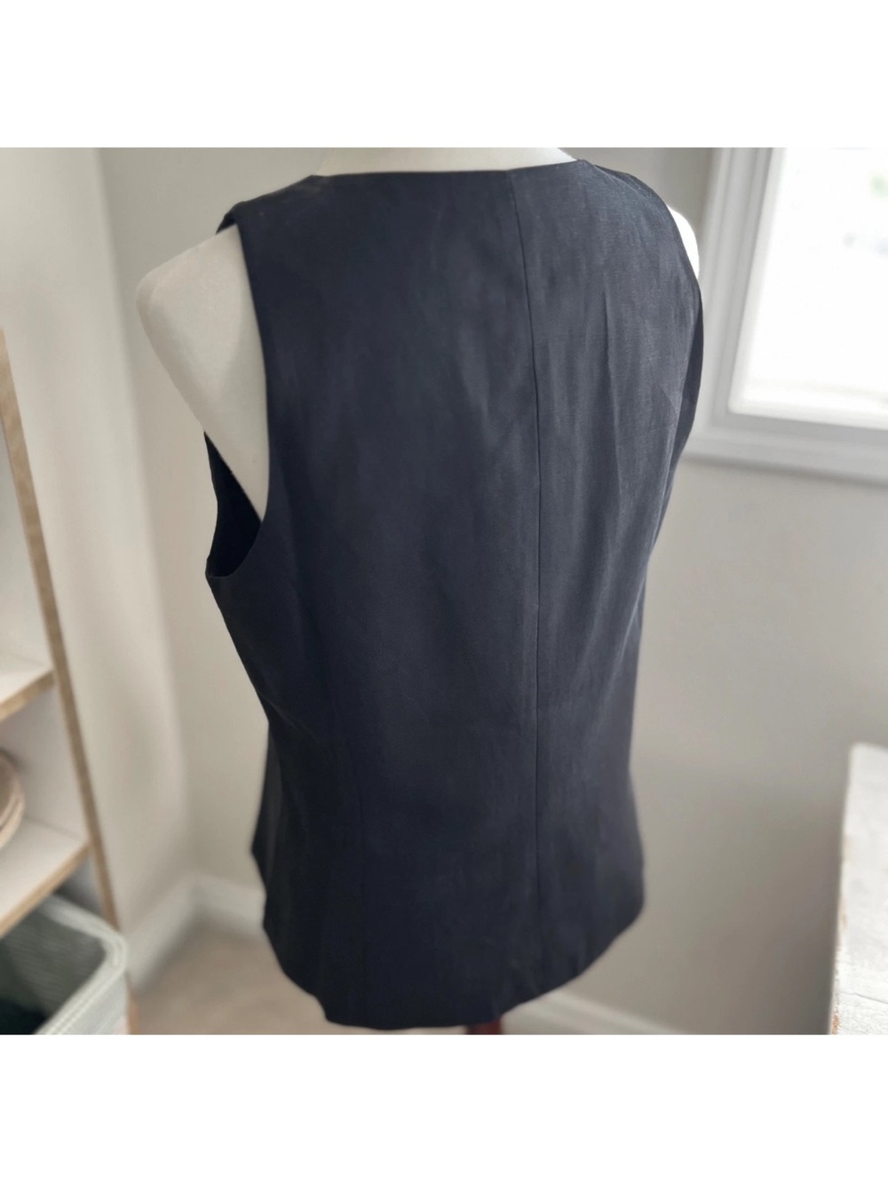 NEW Madewell Crewneck Cutaway Vest Drapey Twill Sz 8 TRUE BLACK Tank $98 #NW061 - Picture 8 of 16
